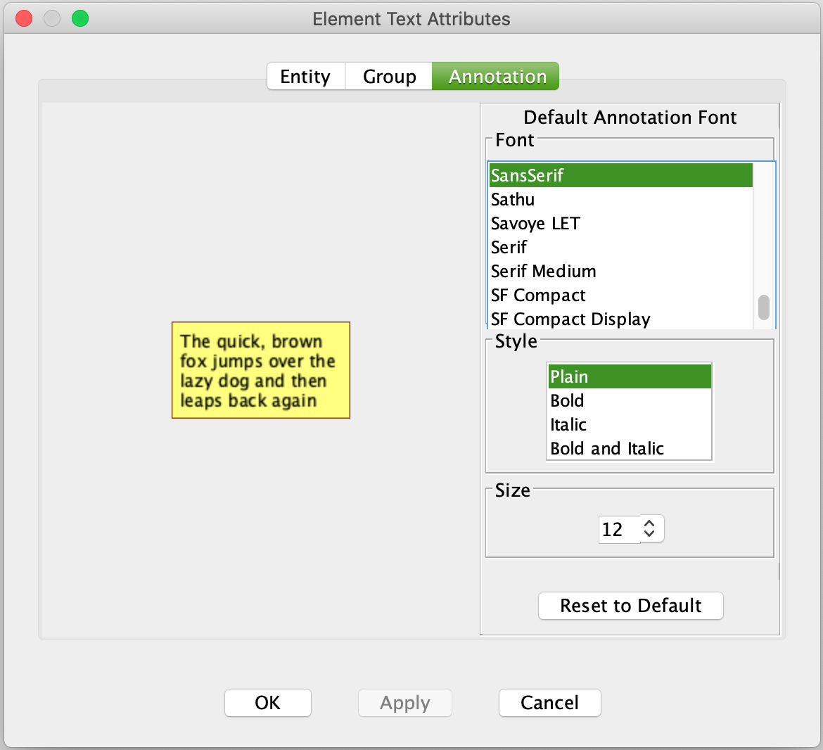 Annotation Text Attributes